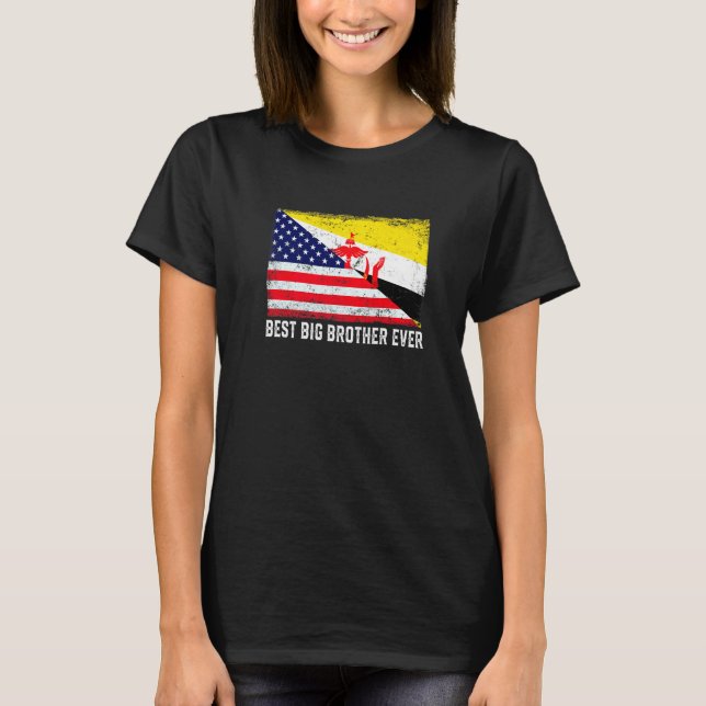 American Flagga & Brunei Flagga Best Big Brother T Shirt (Framsida)