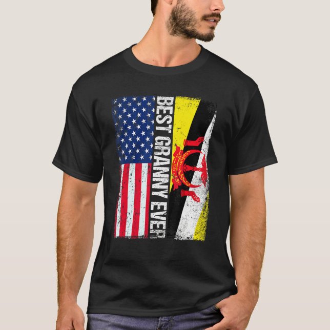 American Flagga Brunei Flagga Best Granny All Fami T Shirt (Framsida)