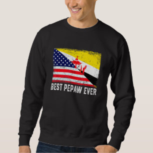 American Flagga & Brunei Flagga Best Pepaw All Fam Lång Ärmad Tröja