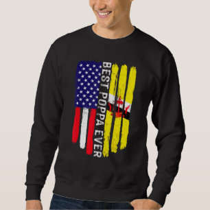 American Flagga & Brunei Flagga Best Poppa All Fam Lång Ärmad Tröja
