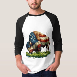 American Flagga Buffalo Bison T Shirt