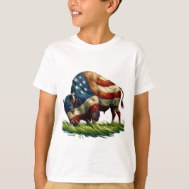 American Flagga Buffalo Bison T Shirt