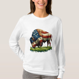 American Flagga Buffalo Bison T Shirt