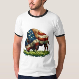 American Flagga Buffalo Bison T Shirt