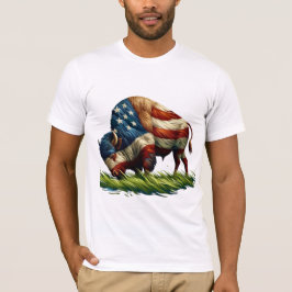 American Flagga Buffalo Bison T Shirt