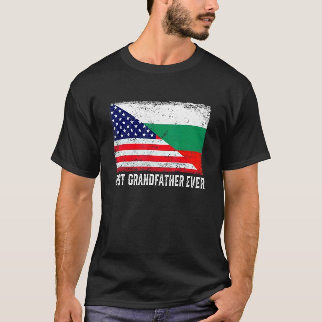 American Flagga Bulgaria Flagga Best Grandfather T Shirt (Framsida)