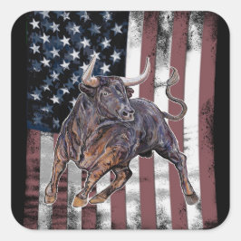 American Flagga Bull Fyrkantigt Klistermärke