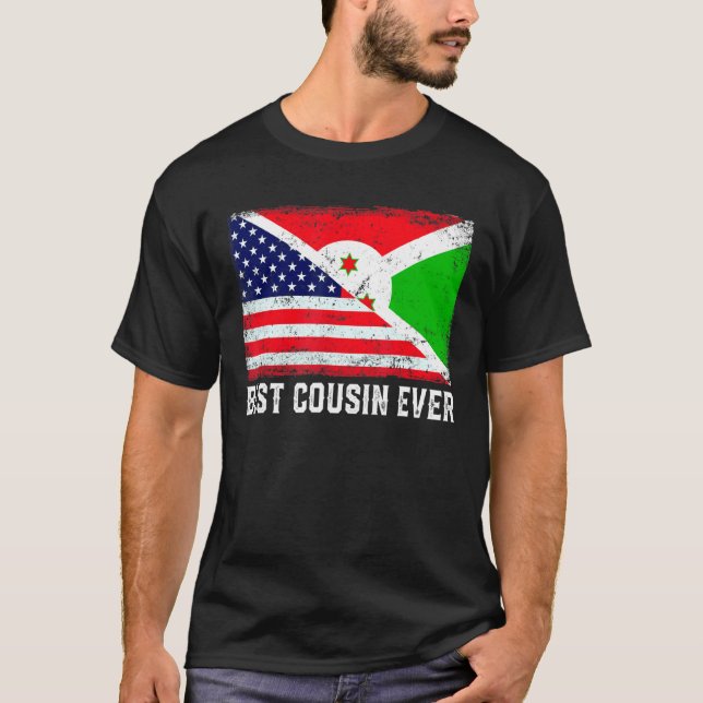 American Flagga & Burundi Flagga Best Cousin All F T Shirt (Framsida)