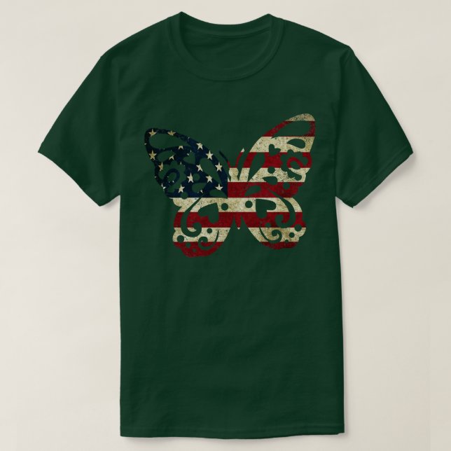 American Flagga Butterfly T Shirt (Design framsida)