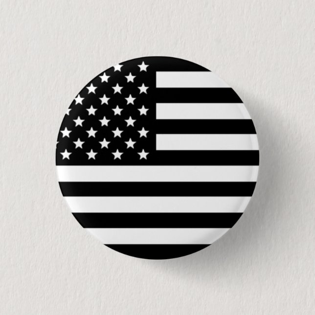 American Flagga Button Black and White Knapp (Framsida)