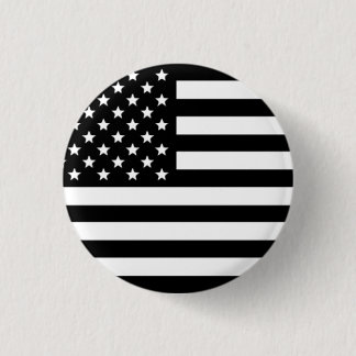 American Flagga Button Black and White Knapp