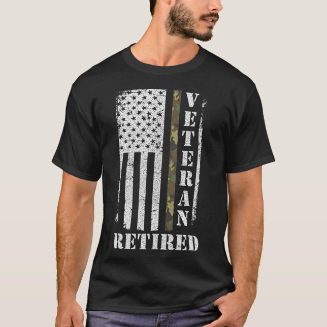 American Flagga Camo Proud Us Army Veteran Retrött T Shirt (Framsida)