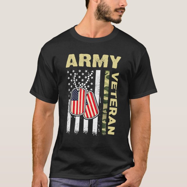 American Flagga Camo Proud Us Army Veteran T Shirt (Framsida)