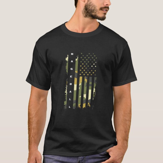 American Flagga Camouflage Baseball T Shirt (Framsida)