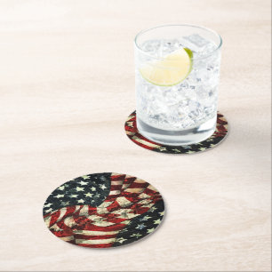 American Flagga-Camouflage by Shirley Taylor Underlägg Papper Rund