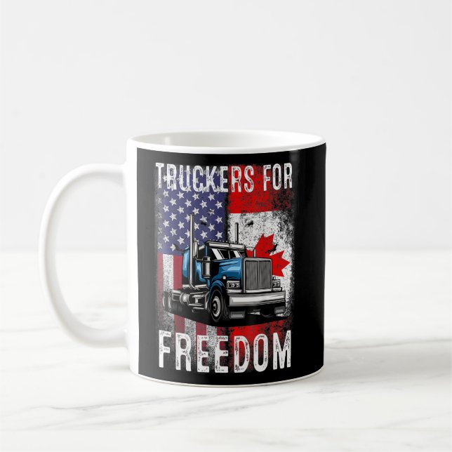 American Flagga Canada Flagga Freedom Convoy 2022  Kaffemugg (Vänster)