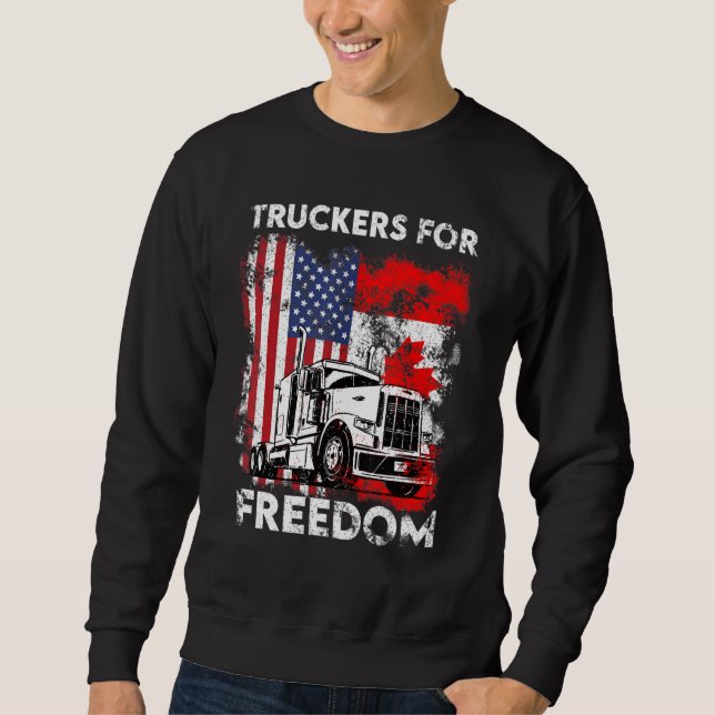 American Flagga Canada Flagga Freedom Convoy 2022  Lång Ärmad Tröja (Framsida)