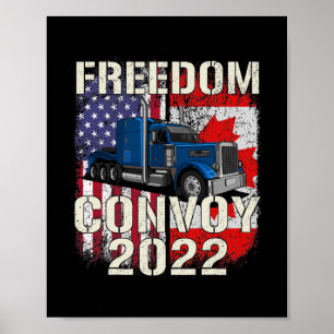 American Flagga Canada Flagga Freedom Convoy 2022 Poster