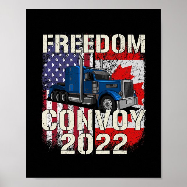 American Flagga Canada Flagga Freedom Convoy 2022 Poster (Framsidan)