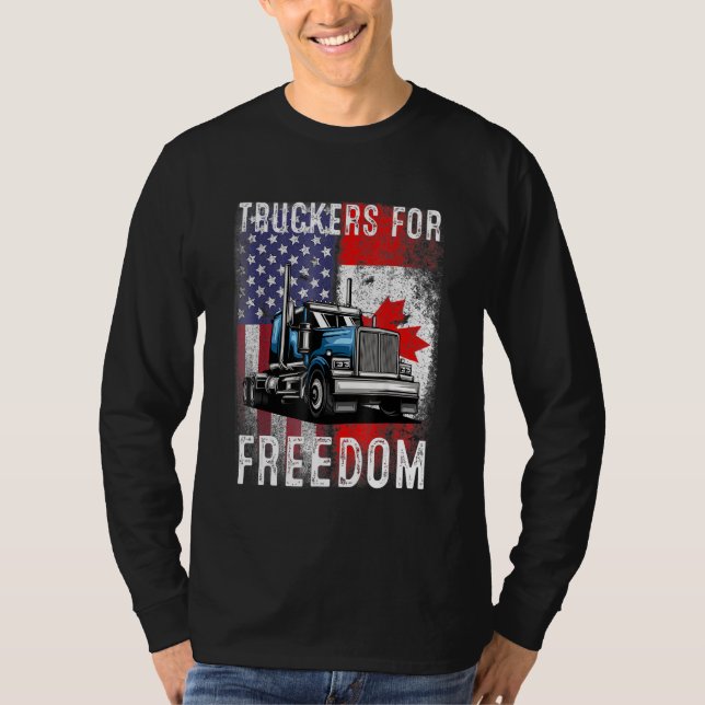 American Flagga Canada Flagga Freedom Convoy 2022  T Shirt (Framsida)