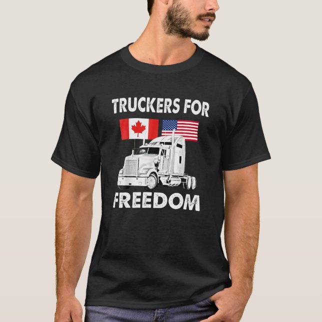 American Flagga Canada Flagga Freedom Convoy 2022  T Shirt (Framsida)