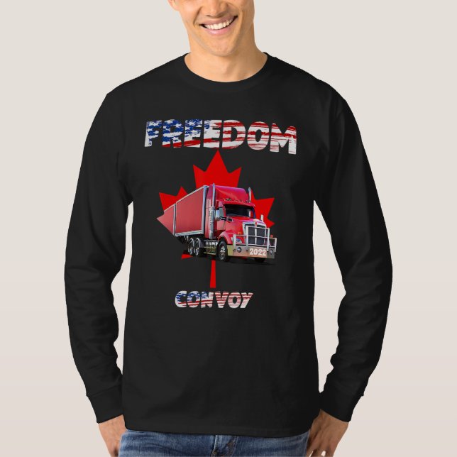 American Flagga Canada Flagga Freedom Convoy 2022  T Shirt (Framsida)