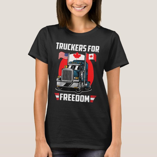 American Flagga Canada Flagga Freedom Convoy 2022  T Shirt (Framsida)
