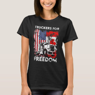 American Flagga Canada Flagga Freedom Convoy 2022 T Shirt
