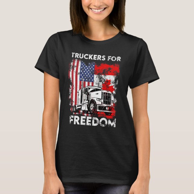 American Flagga Canada Flagga Freedom Convoy 2022  T Shirt (Framsida)