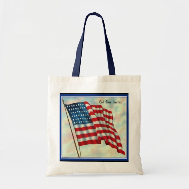 American Flagga Canvas Livsmedel Tote Bag Tygkasse (Framsidan)