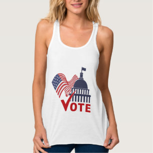 American Flagga, Capital Vote Check Mark Linne Med Racerback