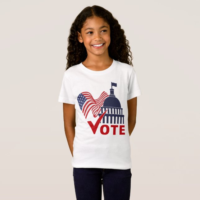 American Flagga, Capital Vote Check Mark T-Shirt (Hel framsida)