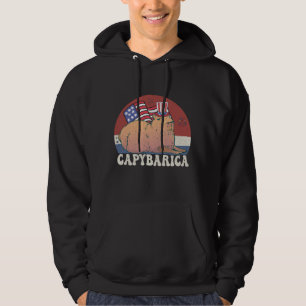American Flagga Capybara Älskare Capybarica 4:e Hoodie