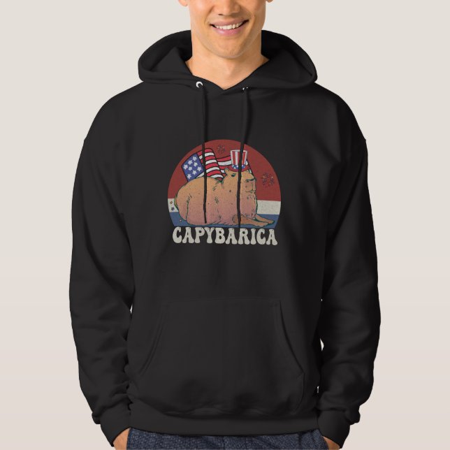 American Flagga Capybara Älskare Capybarica 4:e Hoodie (Framsida)