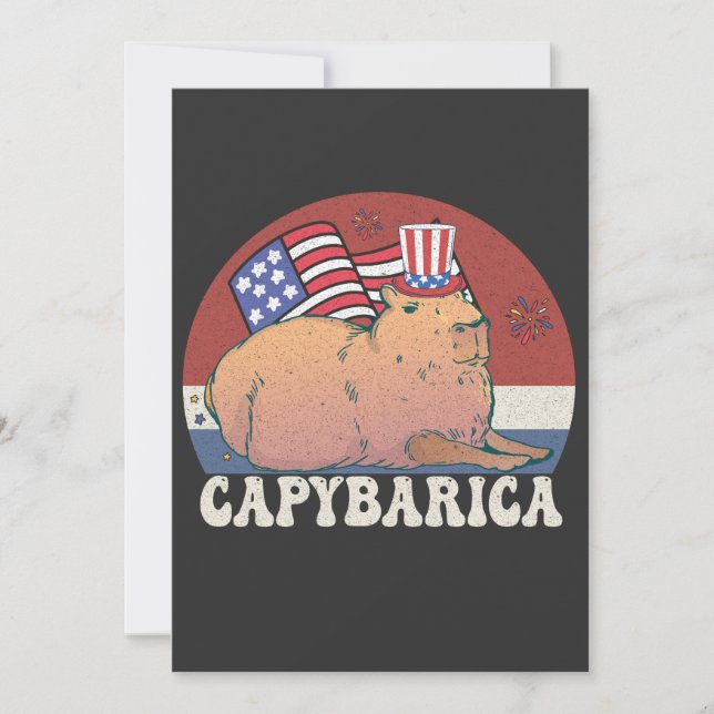 American Flagga Capybara Älskare Capybarica 4:e Julkort (Framsida)