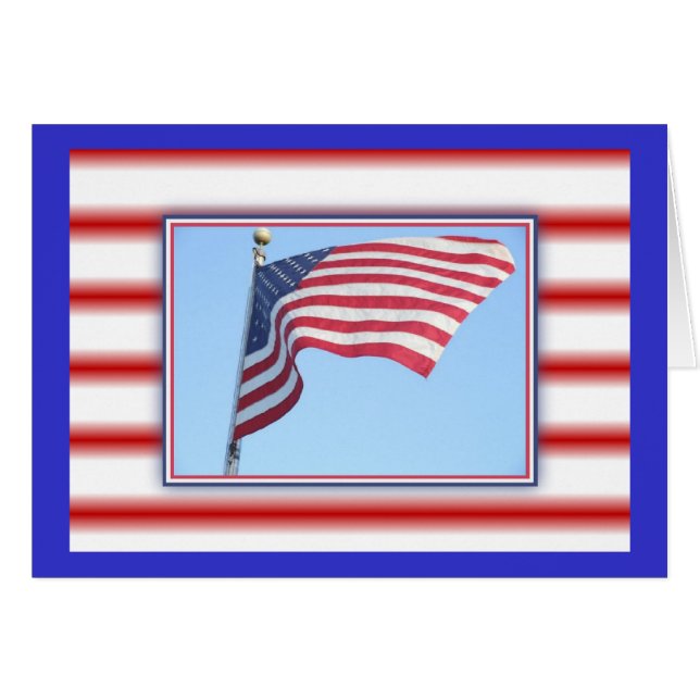 American Flagga Card Hälsningskort (Framsidan Horizontal)