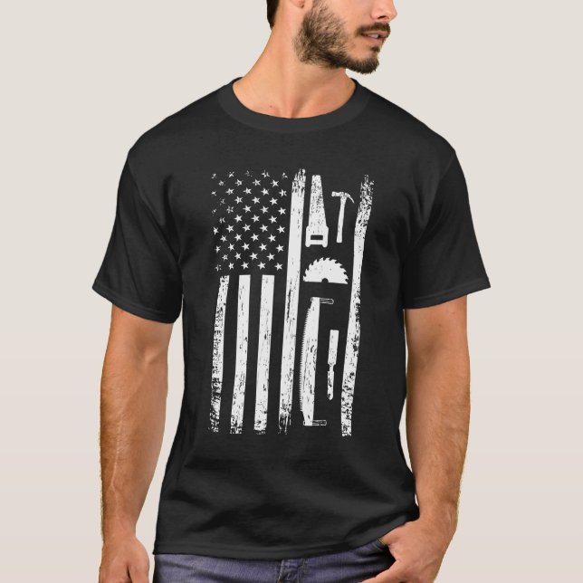  American Flagga Carpenter Verktyg Woodworkers Cra T Shirt (Framsida)
