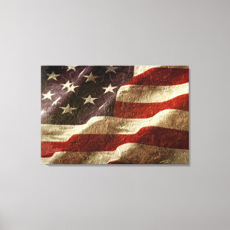 American Flagga Carved in Stone Canvastryck