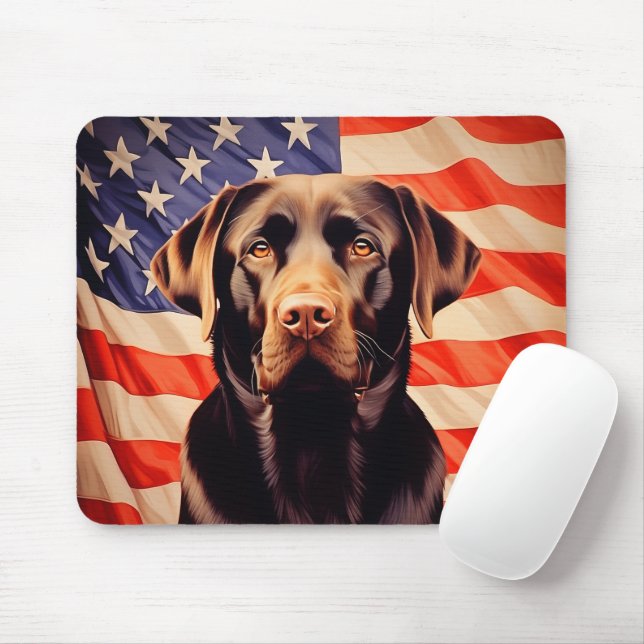 American Flagga Chocolate Labrador Musmatta (Med mus)