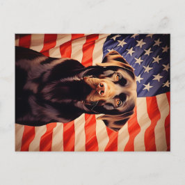 American Flagga Chocolate Labrador Vykort