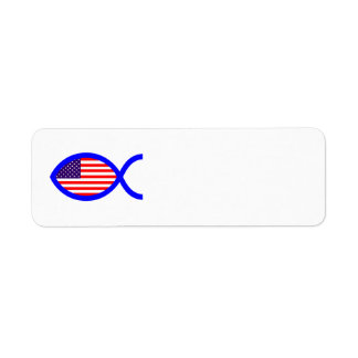 American Flagga Christian Fish Symbol Returadress Etikett