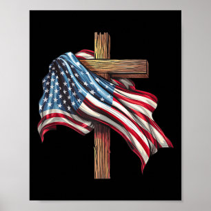 American Flagga Christian Kor Jesus 4:e juli Pa Poster