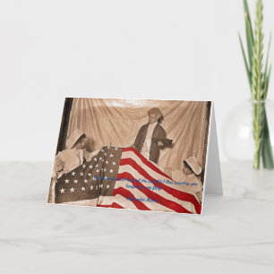 American Flagga Circa 1890's Photograph and Citate Kort