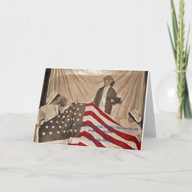 American Flagga Circa 1890's Photograph and Citate Kort (Framsida)