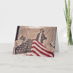 American Flagga Circa 1890's Photograph and Citate Kort