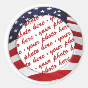 American Flagga Circle Photo Ram Runt Klistermärke