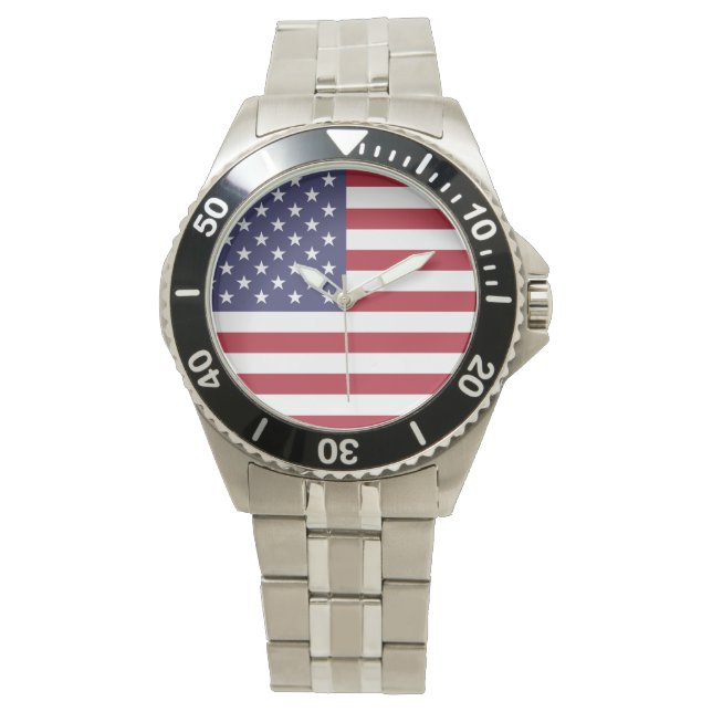 American Flagga Classic Stainless Steel Watch Armbandsur (Framsida)