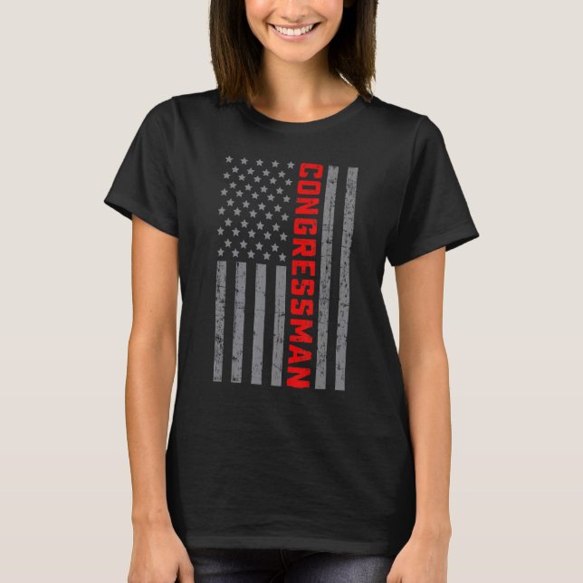 American Flagga Congressman US Flagga För manar T Shirt (Framsida)