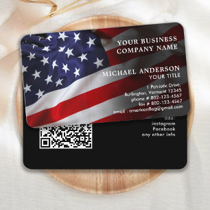 American Flagga Corporate Modern Patriotic QR Code Visitkort