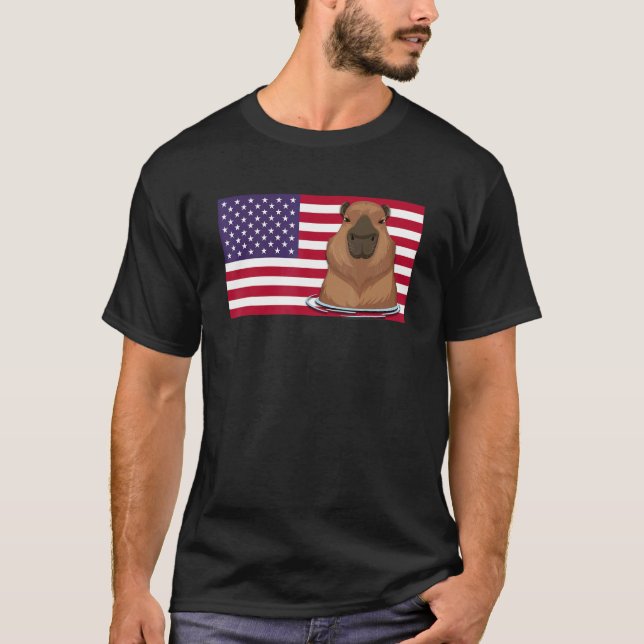 American Flagga Cute Capybara Rodent T Shirt (Framsida)